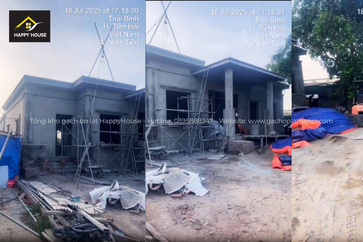 dự án gạch ốp lát khổ 1m xám a Thái Tiền Hải Thái Bình - tổng kho gạch happyhouse